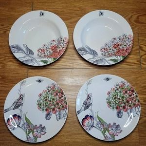Rachel Bilson Edie Rose Hydrangea Collection Set of 4 - 9" (2) Bowls (2) Plates
